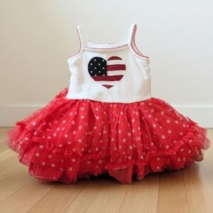 Place Red and White Baby USA Flag Deess Outfit